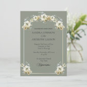 Elegant Sage Green Floral Wedding Invitation Einladung (Stehend Vorderseite)