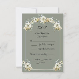 Elegant Sage Green Floral Wedding RSVP Card Karte