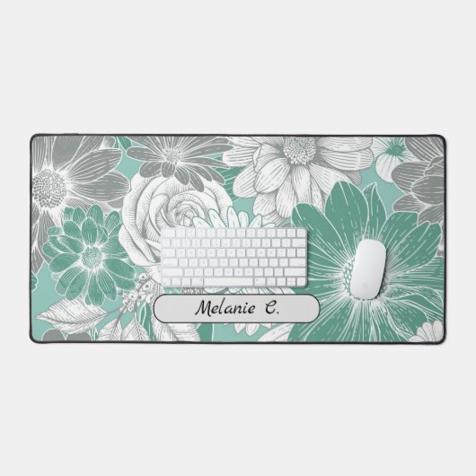 Elegant Sage Green Florals Schreibtischunterlage (Tastatur & Maus)