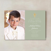 Elegant Sage Green Foto Boy First Communion