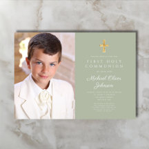 Elegant Sage Green Foto Boy First Communion