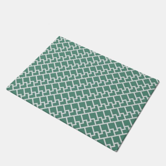 Elegant Sage Green Geometric Pattern Fußmatte (Schrägansicht)