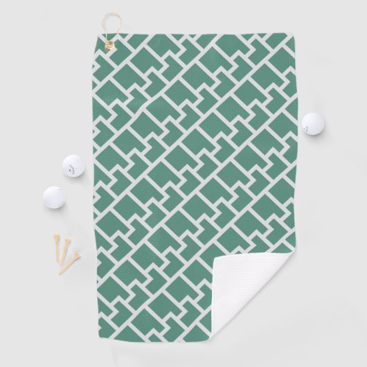 Elegant Sage Green Geometric Pattern Golfhandtuch (Insitu)