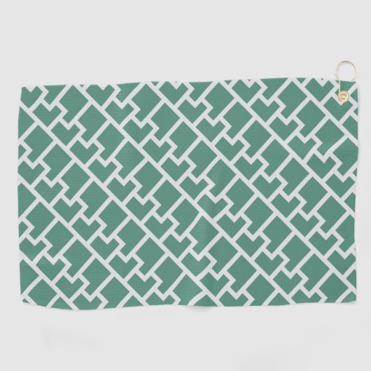 Elegant Sage Green Geometric Pattern Golfhandtuch (Horizontal)