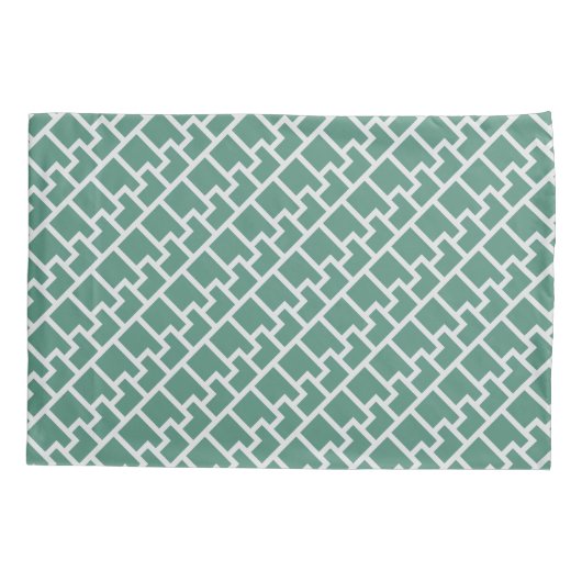 Elegant Sage Green Geometric Pattern Kissenbezug (Rückseite)