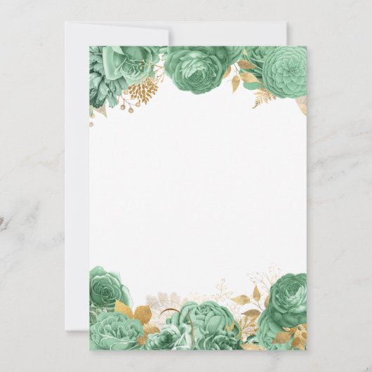 Elegant Sage Green Gold Floral Sweet 16 Sechzehn Einladung (Rückseite)