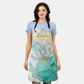 Elegant Sage Green Gold Marble Stone Custom Schürze (Getragen)