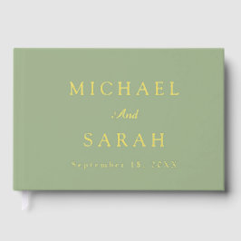 Elegant Sage Green Gold Modern Minimalist Wedding Gästebuch