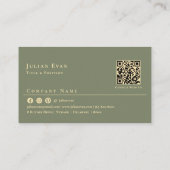 Elegant Sage Green Gold Professional Monogram Visitenkarte (Rückseite)