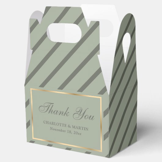 Elegant Sage Green Gold Wedding Vielen Dank Geschenkschachtel (Geöffnet)