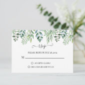 Elegant Sage Green Greenery Eucalyptus Wedding RSV RSVP Karte (Stehend Vorderseite)