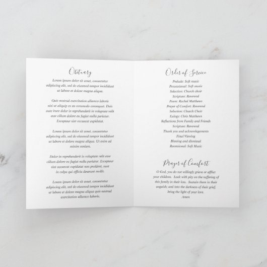 Elegant Sage Green Greenery Eukalyptus Funeral Programm (Innenseite)