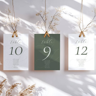 Elegant Sage Green Guest Names Script Wedding Tischnummer