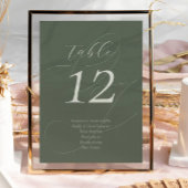 Elegant Sage Green Guest Names Script Wedding Tischnummer