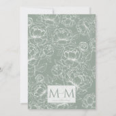 Elegant Sage Green Hand-Drawn Floral Wedding  Einladung (Rückseite)