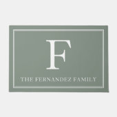 Elegant Sage Green Initial Familienname Fußmatte (Vorderseite)