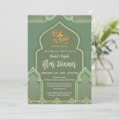 Elegant Sage Green Islamic Arch Iftar Dinner Einladung (Stehend Vorderseite)
