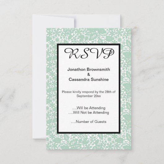 ELEGANT SAGE GREEN LACE UAWG EINLADUNG (Vorderseite)