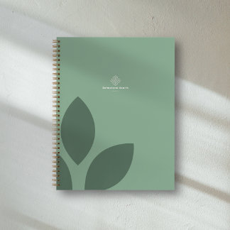Elegant Sage Green Leaf Counselor Health Logo Notizblock