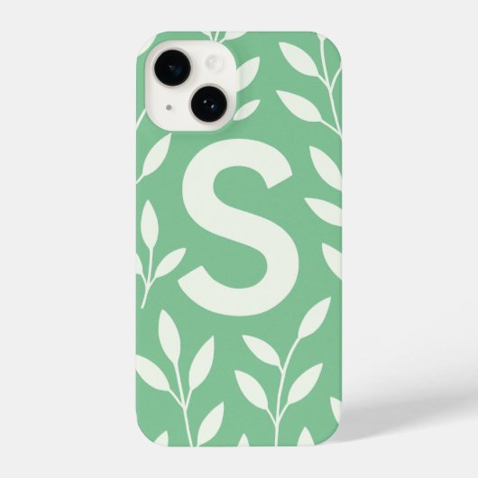 “Elegant Sage Green Leaf Phone Case with Trendy iPhone Hülle (Rückseite)