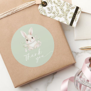 Elegant Sage Green Little Bunny Danke Sticker