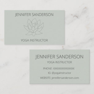 Elegant Sage Green Lotus Blume Yoga Instructor Visitenkarte