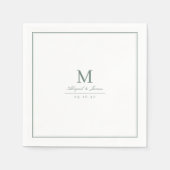Elegant sage green minimalist monogram serviette (Vorderseite)