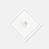 Elegant sage green minimalist monogram serviette (Ecke)