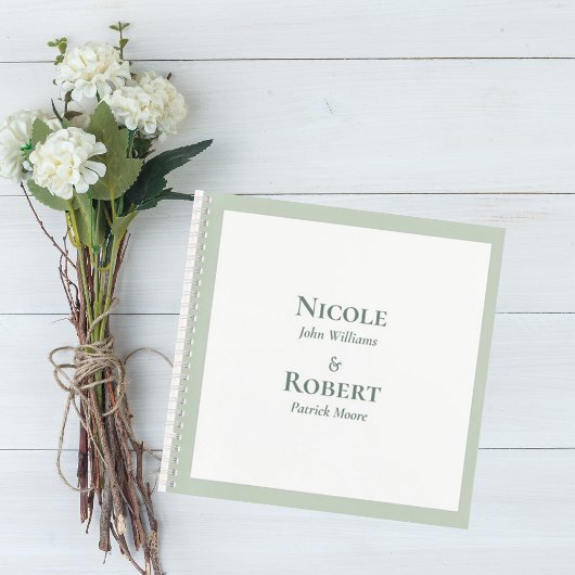 Elegant Sage Green Minimalist Wedding Guest Book Notizblock