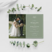 Elegant Sage Green Monogram Formal Photo Wedding Einladung
