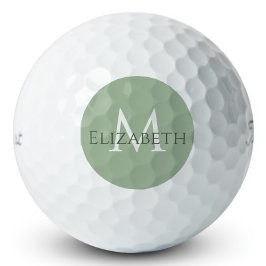 Elegant Sage Green Monogram Personalized Classic  Golfball