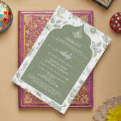 Elegant Sage Green Nikah Einladung | Liniengrafike