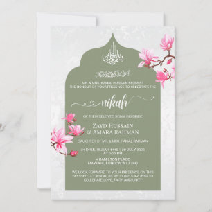 Elegant Sage Green Nikah Einladung Magnolias
