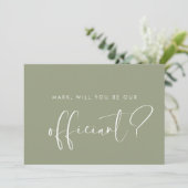 Elegant Sage Green Officiency Vorschlagkarte Einladung (Stehend Vorderseite)