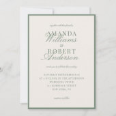 Elegant Sage Green Old Money Wedding Einladung (Vorderseite)