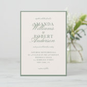 Elegant Sage Green Old Money Wedding Einladung (Stehend Vorderseite)