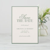 Elegant Sage Green Old Money Wedding Save The Date (Stehend Vorderseite)