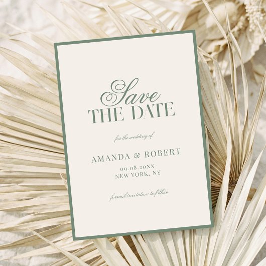Elegant Sage Green Old Money Wedding Save The Date