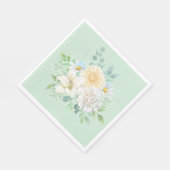 Elegant Sage Green Pastel Floral Serviette (Ecke)