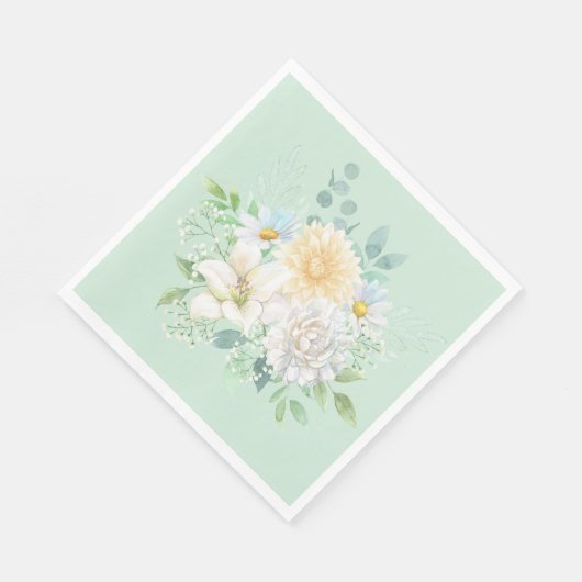 Elegant Sage Green Pastel Floral Serviette (Ecke)
