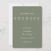 Elegant Sage Green Photo Save the Date Card (Rückseite)