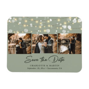 Elegant Sage Green Photo Save The Date Magnet