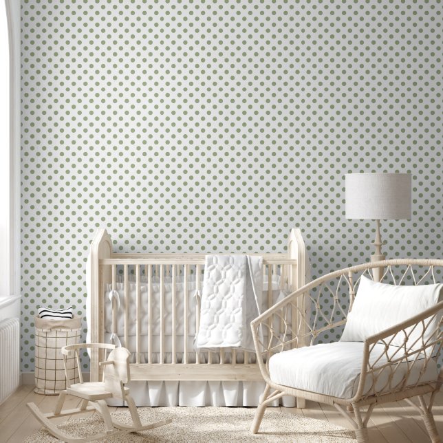 Elegant Sage Green Polka Dots Tapete (Kinder)