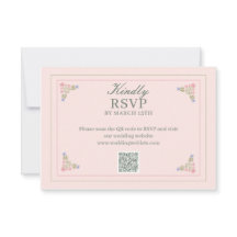  Elegant sage green QR Code RSVP Card