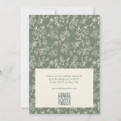 Elegant Sage Green QR Code RSVP Victorian Wedding Einladung (Rückseite)