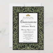 Elegant Sage Green Quinceanera Invitation Einladung (Vorderseite)