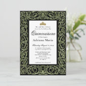 Elegant Sage Green Quinceanera Invitation Einladung (Stehend Vorderseite)