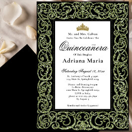 Elegant Sage Green Quinceanera Invitation  Einladung