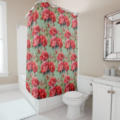 Elegant Sage Green Red Roses Shower Curtain Duschvorhang (Beispiel)