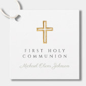 Elegant Sage Green Religious Boy First Communion Geschenkanhänger